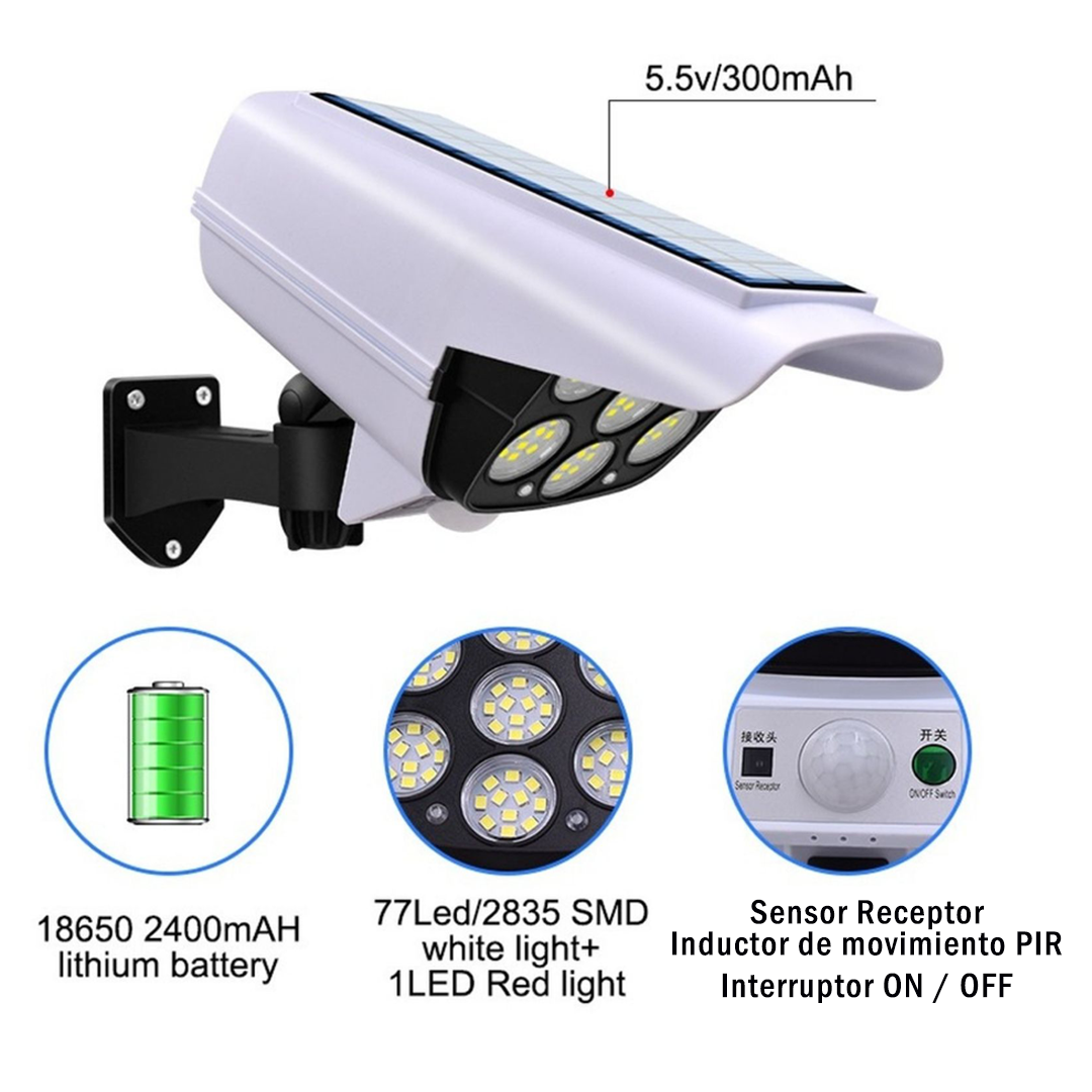 FOCO LED SOLAR TIPO CAMARA